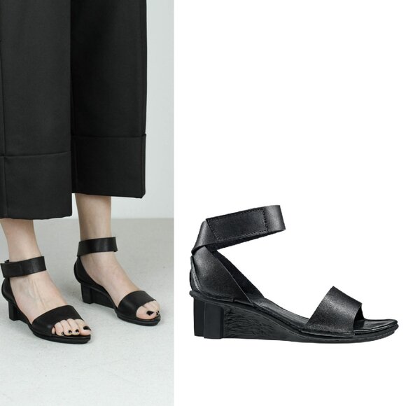 Trippen Itten Wedge Strap Sandals in Black 39 8 - Picture 1 of 9
